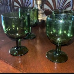 Vintage Emerald Green Thumbprint Globles