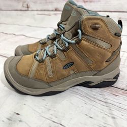 KEEN Women's Mid-Cut Circadia Casual trail Hiking Boots Brown/Turquoise Sz 9.5 