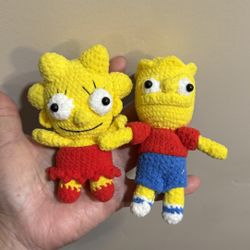 🧶handmade crochet dolls Lisa and Bart Simpson