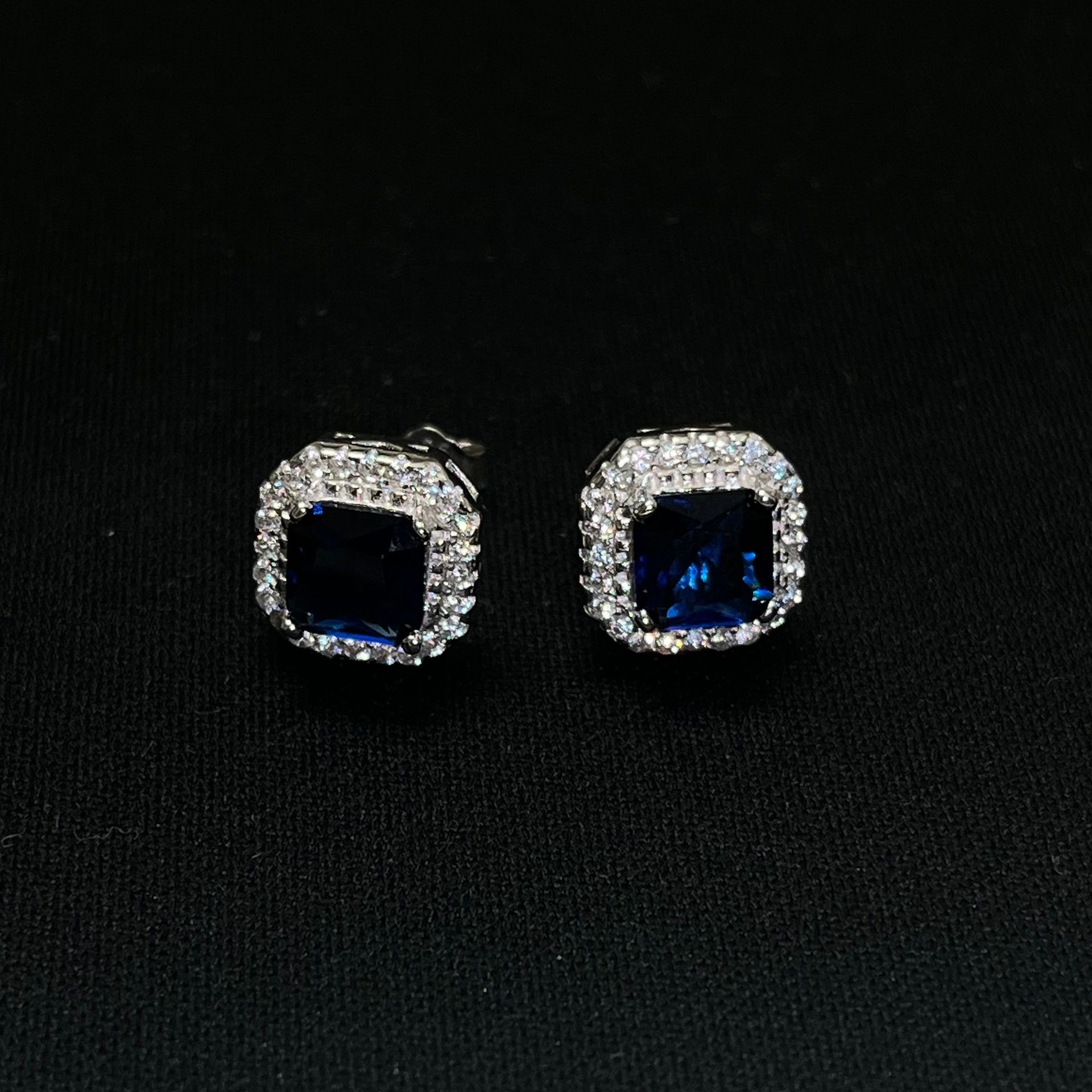 Sterling Silver Blue Sapphire Colored Earrings
