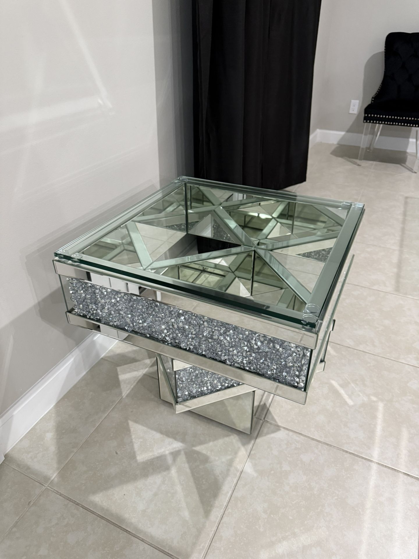 Crystal Modern Mirrored Side Table