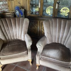 Pair Channel Wingback Chairs