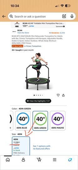 40” Fitness trampoline