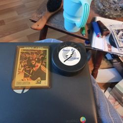 Chris Gratton Autographed Puk And Card