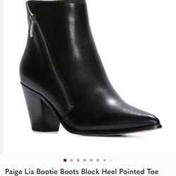 🔥 Paige Lia Black Leather Booties 👢 Size 7 | Pointed Toe | Block Heel | Chic Fall Staple 🍂