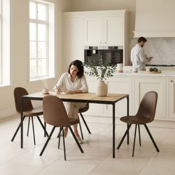 Homy Casa Milliken & Sunflower 47" Dining Set 5 Piece Upholstered Dining Everyday Home (Set of 4)