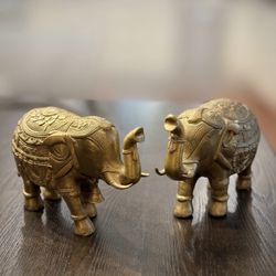 Stunning Brass Elephant Statues with Ornate Details