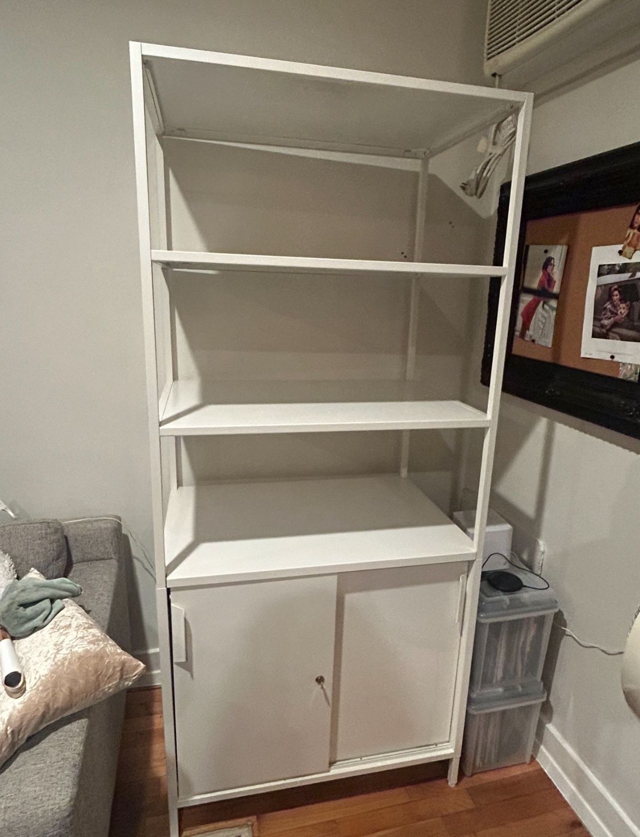 IKEA Trotten Locking Metal Cabinet & Bookshelf with sliding doors, white