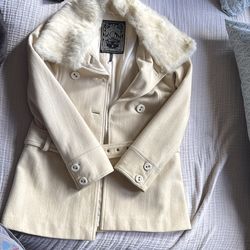 Guess coat with removable rabbit fur collar