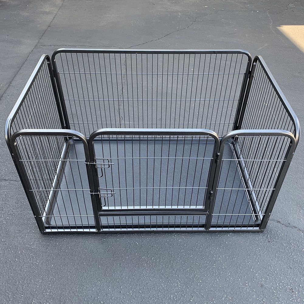 New in Box $80 Heavy Duty Pet Playpen with Plastic Tray, Dog Cage Kennel 4 Panels, 49x32x28 inches 