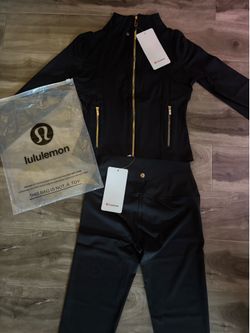 Lululemon Cropped Gold Zipper Jacket Set