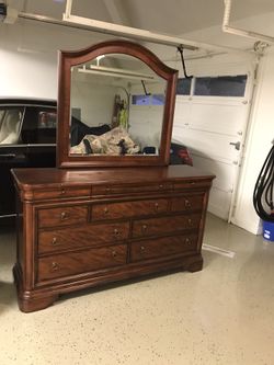 Solid cherry wood dresser with mirror