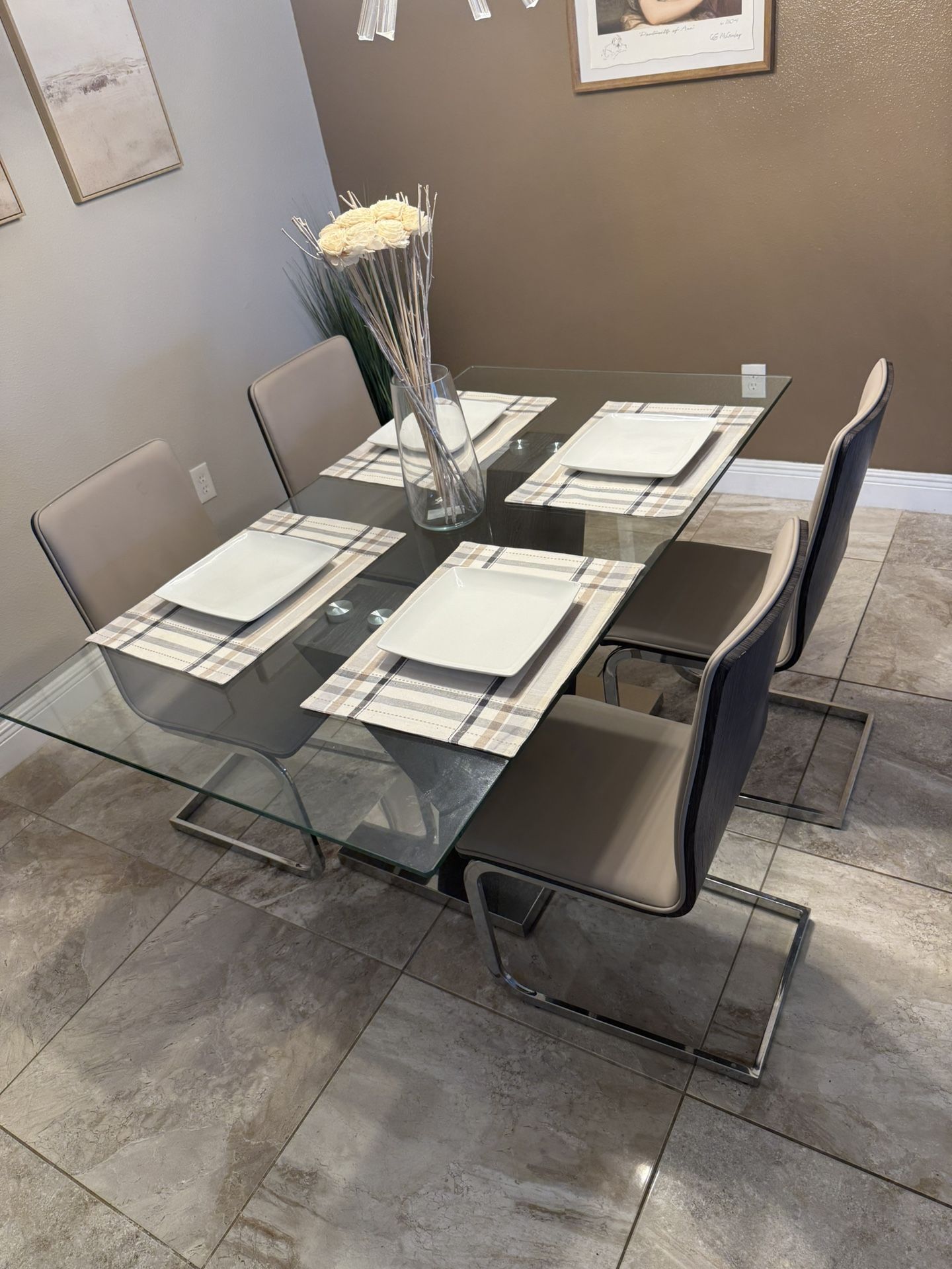 Modern 7-Piece Glass Dining Table Set – BRAND NEW $600 OBO