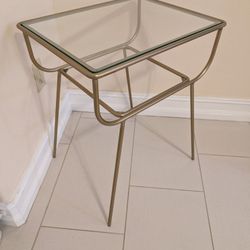Gold Wire Glass Nightstand