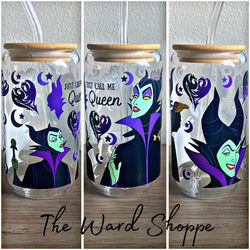 Maleficent 16oz Glass Cup, Disney cup 