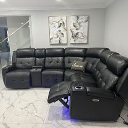 Sectional Black Leather 