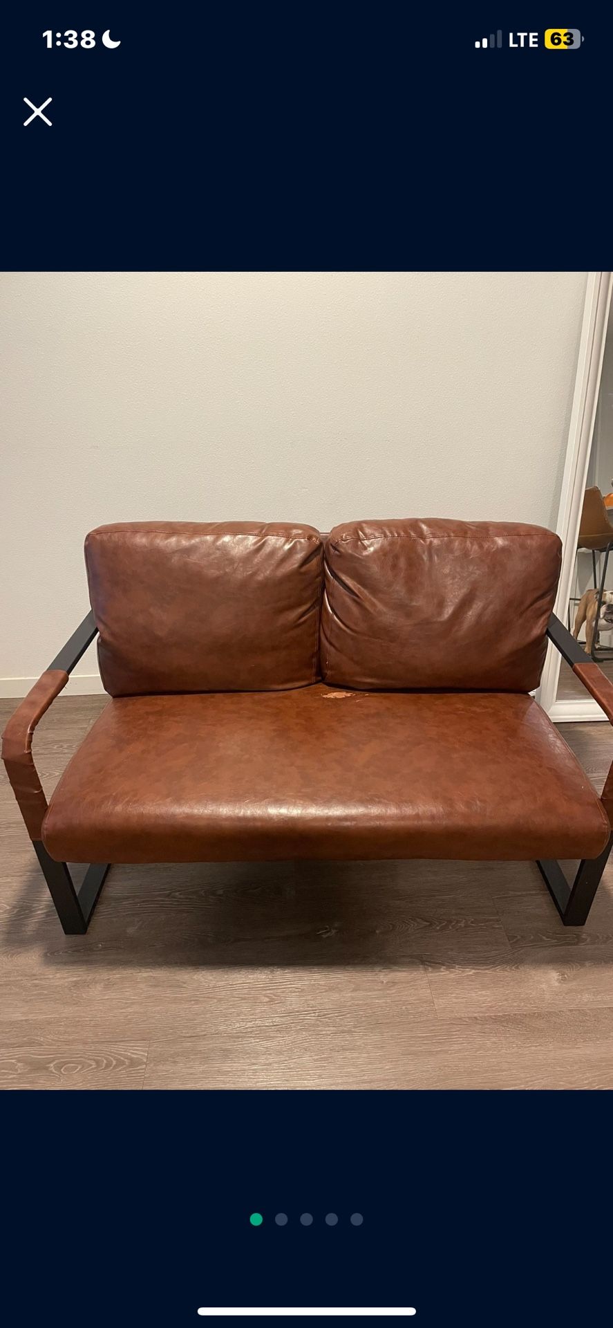 Faux leather small couch 