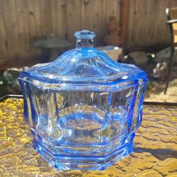 Vintage Blue Glass Container