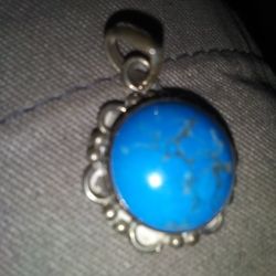 925 .  Turquoise Pendant.blue   with Chain 