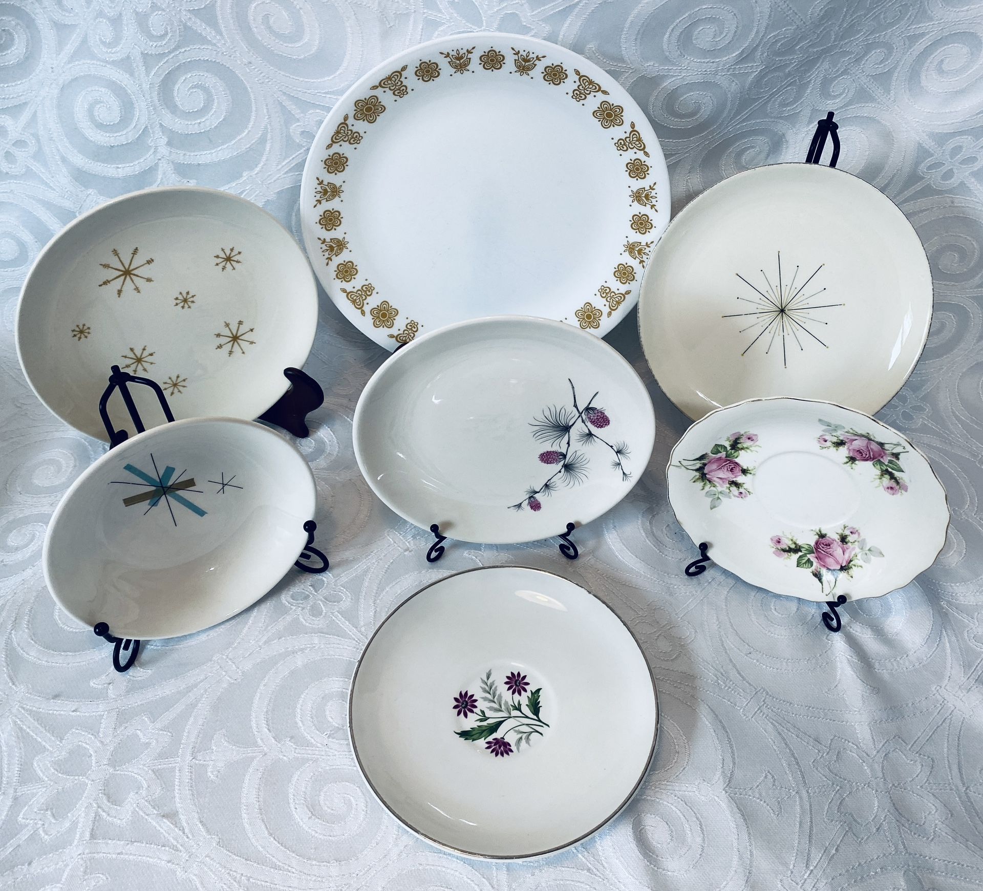 7 VNTG Retro MCM Dishes Homer Laughlin/Corelle/Royal China/Canonsburg/NorthStar