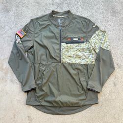 Nike DENVER BRONCOS Salute To Service NFL Onfield Apparel 1/4 Zip Windbreaker Green Camo Jacket