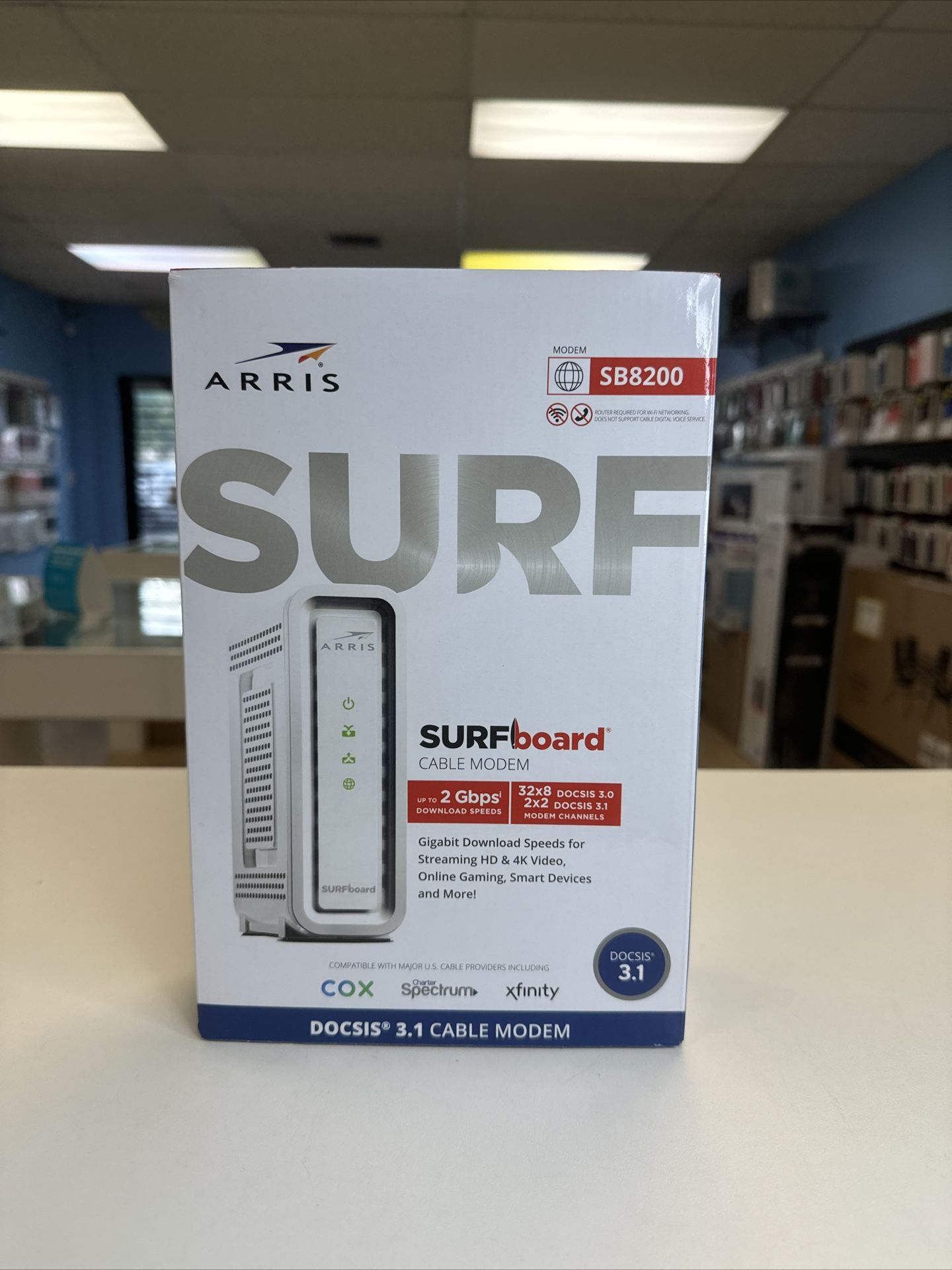 Arris Surf Board Docsis 3.1 Cable Modem SB8200 32 x 8 Plus 2x2 Modem Channels
