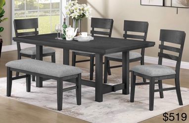 Dining table set with bench