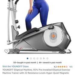 YOUNGFIT Elliptical Machine, 95% Pre-Installed Elliptical Exercise Machine Trainer with 22 Resistance Levels Hyper-Quiet Magnetic Driving System, Work
