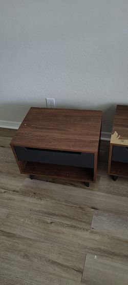Wood Nightstand with Drawer and Open Shelf