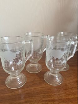 Set of 4 Vintage 1970s Nescafé "Around the World" Irish coffee mugs