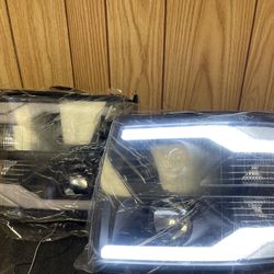 #OH1 2007-2014 Chevy Silverado Dual LED DRL Projector Halogen Headlight Pair