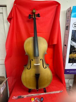 Nice 4/4 Size Matte Style Cello with New Bow, Digital Tuner, Extra Strings, Case, Rosin $300 Firm