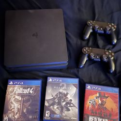 PlayStation 4 Slim 500g + 2 Controllers + 3 Games