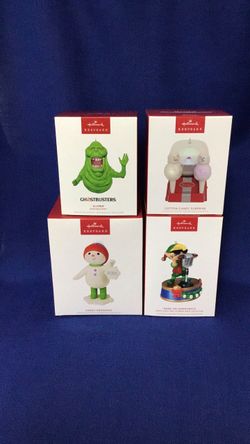 Brand new Hallmark Ornaments $15 each Magic, ghostbusters, Mario, Ariel, Spiderman, elf, potter