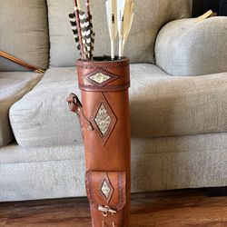 Leather Archery Quiver with Snake skin
