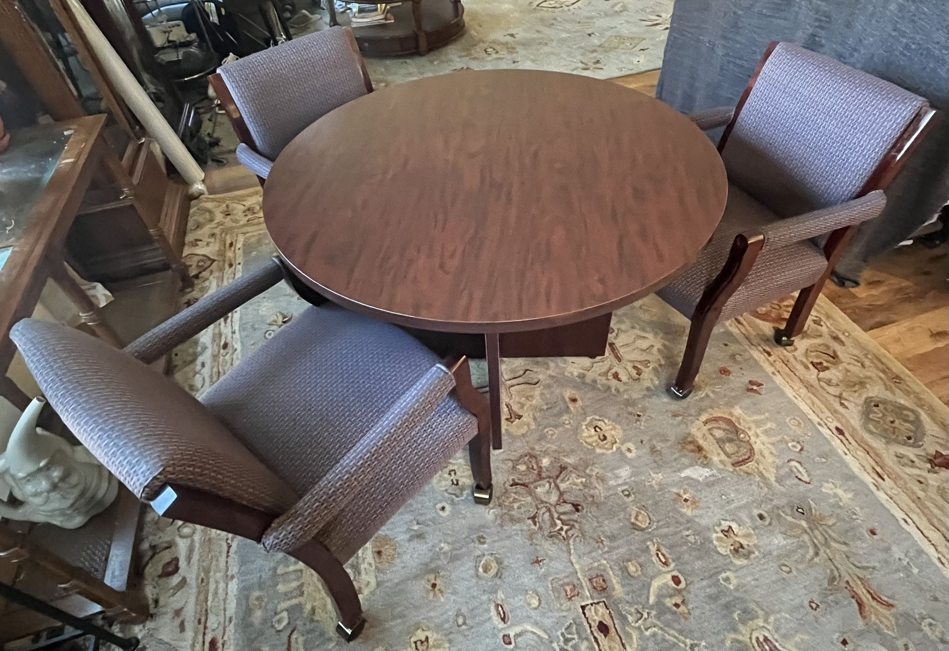 3 Carolina Furniture Rolling Chairs & Hon Furniture 42" Meeting/Dining Table