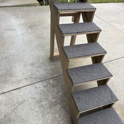 Wooden Carpeted Pet Stairs