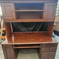 Solid Wood Office Computer Desk With Hutch