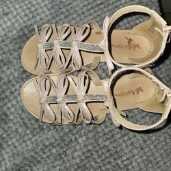 Girls pink bow gladiator sandals