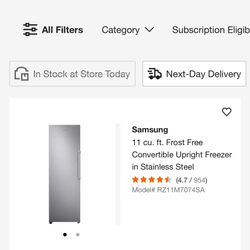 Convertible Upright Freezer in Stainless Steel