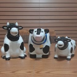 Vintage Ceramic Cow Canisters 