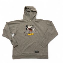 WALT DISNEY STUDIOS Embroidered Mickey Gray Hooded Sweatshirt