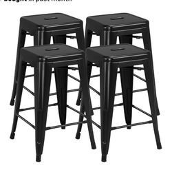 Black metal bar stools