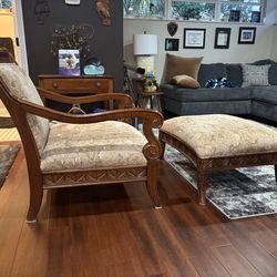 Vintage Floral Oversized Chair and Ottoman