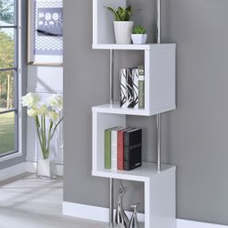 4 Shelf Bookcase White and Chrome! Brand New! Lowest Prices!