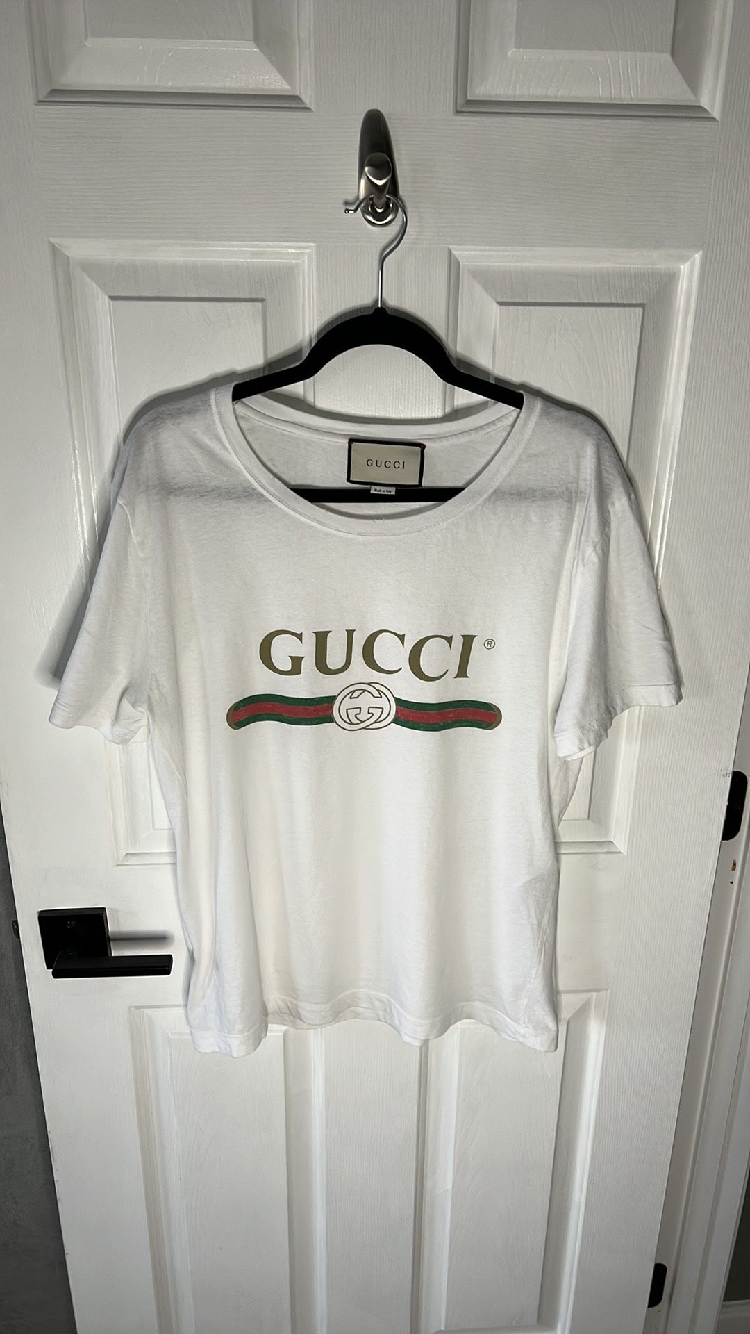 Oversize washed T-shirt with Gucci logo