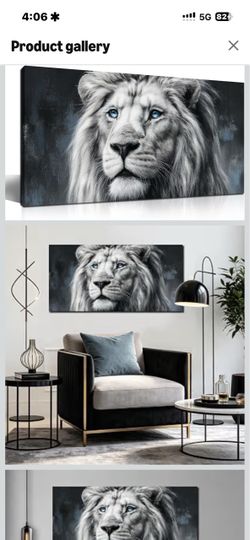 MXUNYZ Lion Canvas Print Picture for Living Room Striking Wildlife Wall Art Bedroom Wall Art,Kid Room Decor,Modern Home Office Wall Decoration,Wrapped