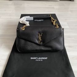 Black Saint Laurent YSL Envelope Chain Bag – Quilted Pebbled Leather