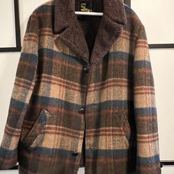  Vintage Wool Sherpa Lining Plaid Jacket Coat | Silton California