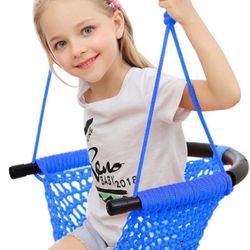 Hand-Knitting Toddler Swing, Swing Seat for Kids with Adjustable Ropes, Little tikes Swing Set, for Outdoor Indoor, Playground, Backyard (Orange，blue，
